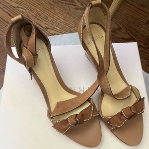 NEW beautiful Alexandre Birman wedge sandals - brown wood, suede and leather.